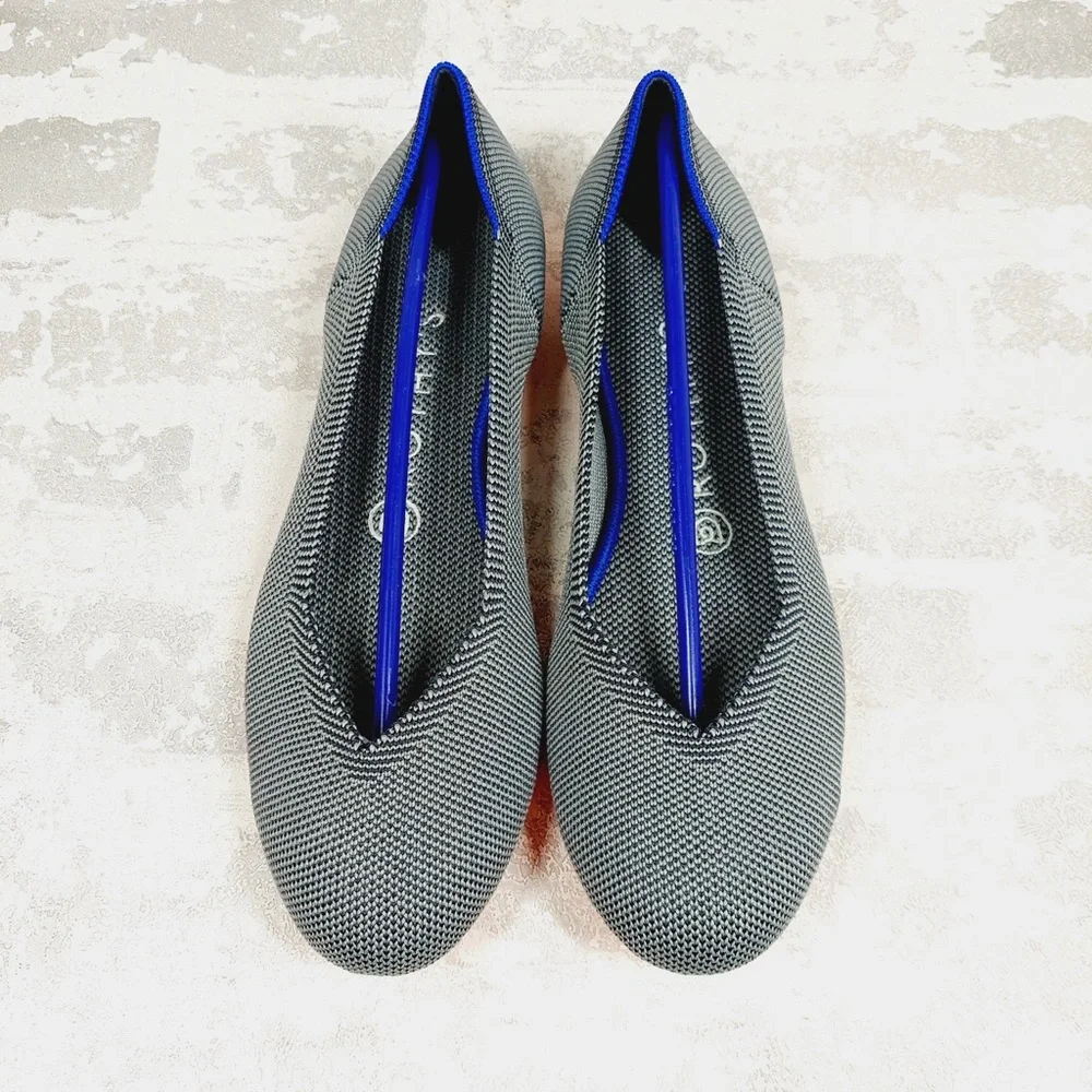 NEW Rothy's The Flat Grey Knit Round Toe Slip On Comfy Loafers C270 - Picture 5 of 8